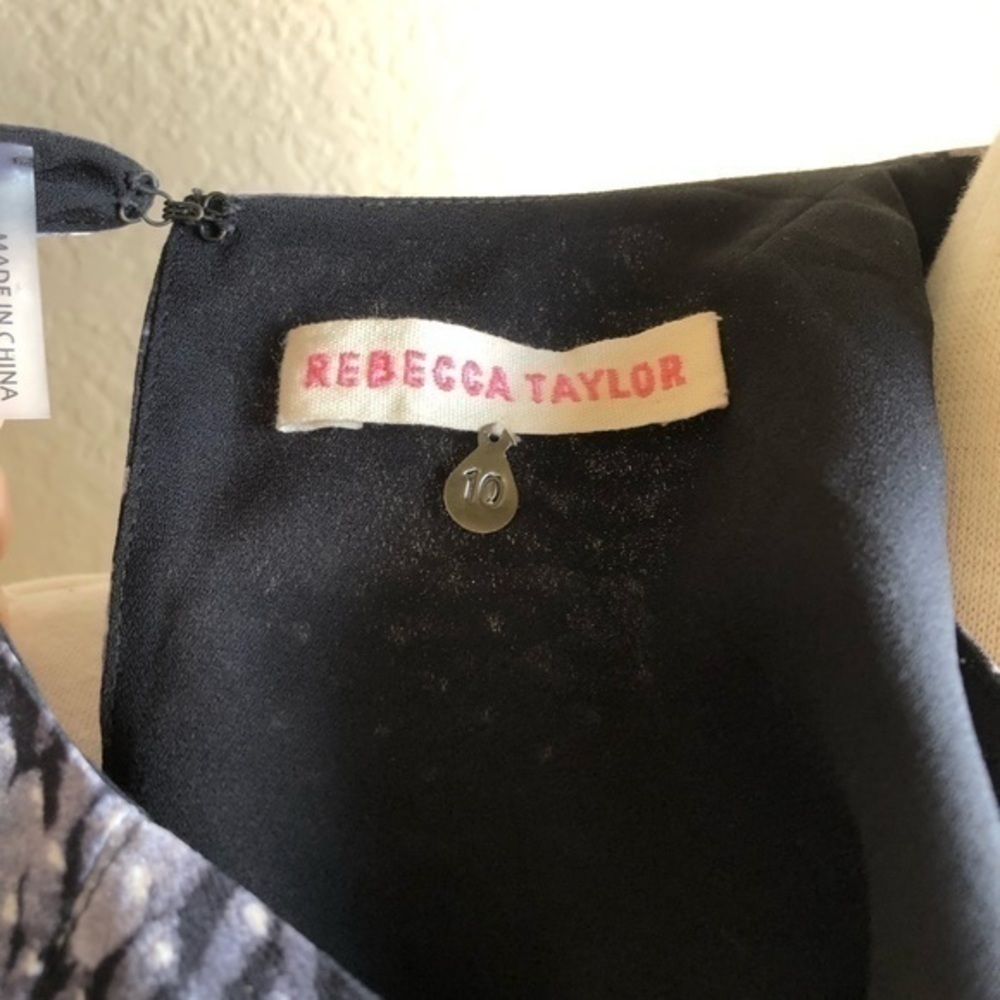Rebecca Taylor black gray 100% silk abstract dress - Picture 5 of 6